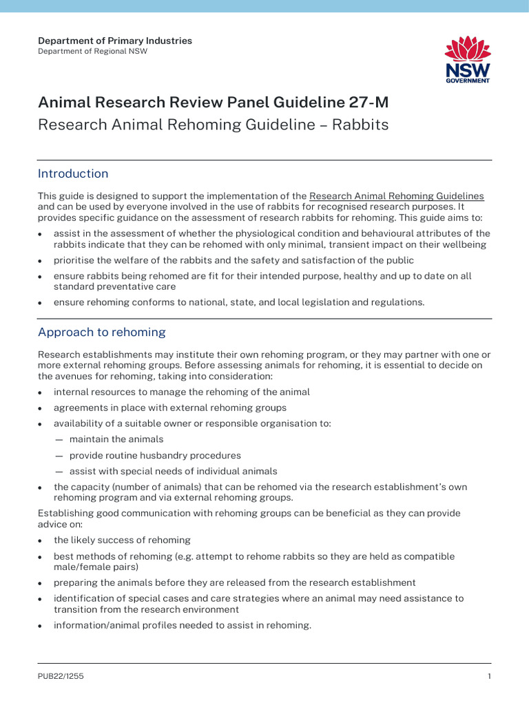 Rabbit Rehoming Guidelines for Research | PDF | Animal Welfare | Risk