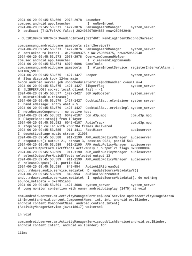 Samsung Game Tools System Logs | PDF | System Software | Computing