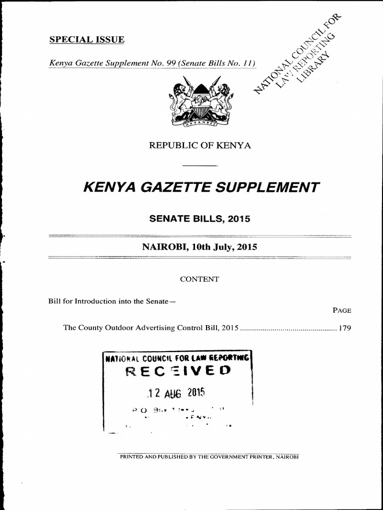County Outdoor Advertisin Control Bill 2015 | PDF | Bill (Law) | License