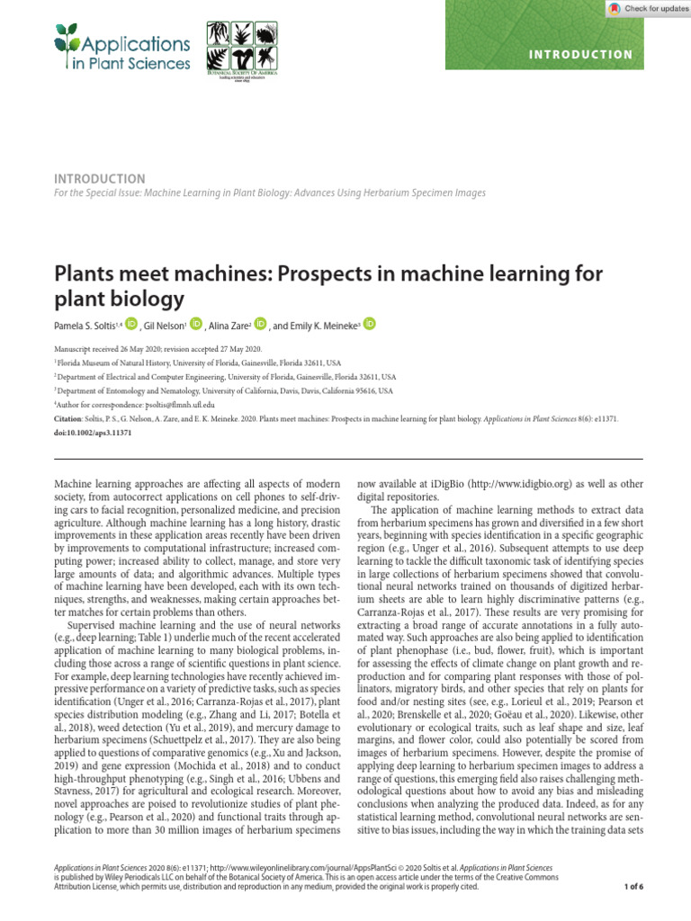 Appl Plant Sci - 2020 - Soltis - Plants Meet Machines Prospects in ...