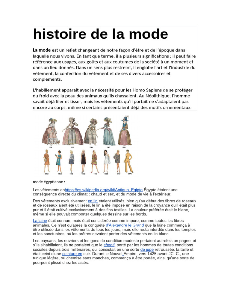 Histoire de la mode à travers les âges | PDF | Mode | Vêtements