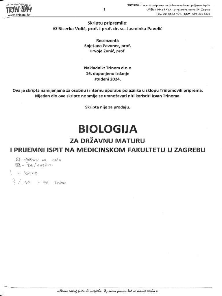 Biologija Za Studij Medicine Trinom 2024 | PDF