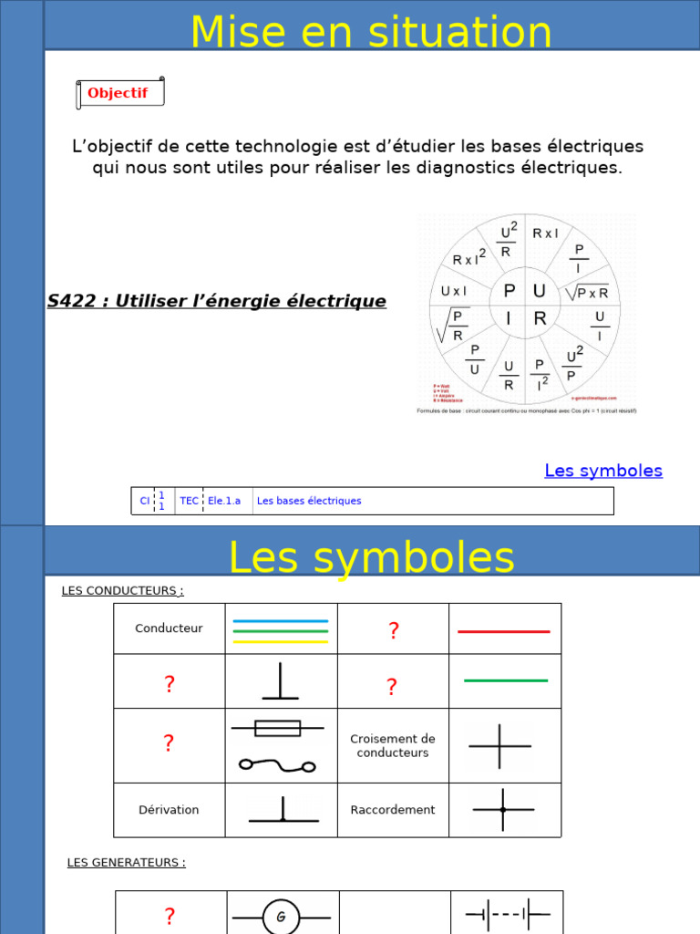 Bases électriques et symboles essentiels | PDF | Courant électrique ...