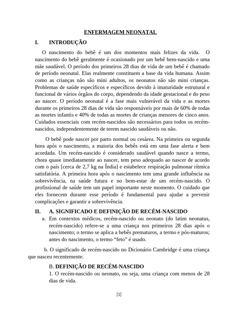Enfermagem Neonatal | PDF | Amamentação | Dormir
