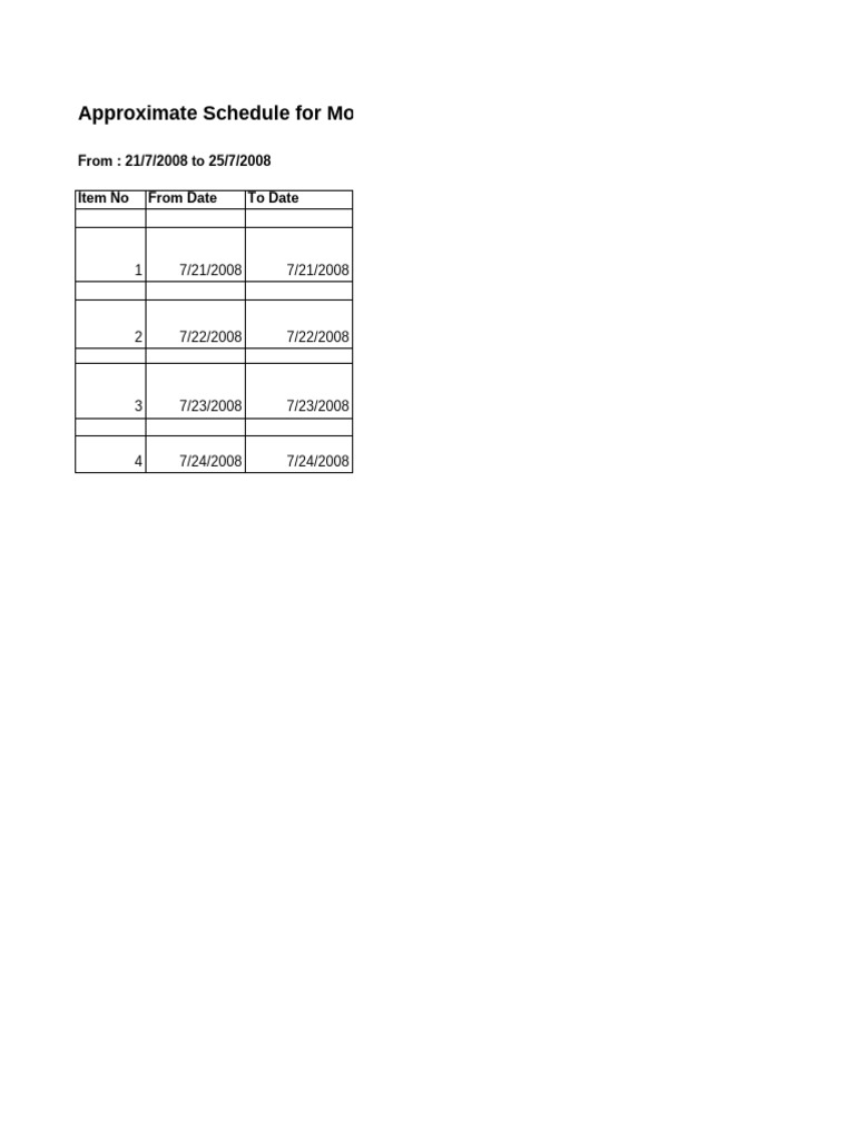 Weekly Schedule 21072008 To 25072008 - Revised | PDF