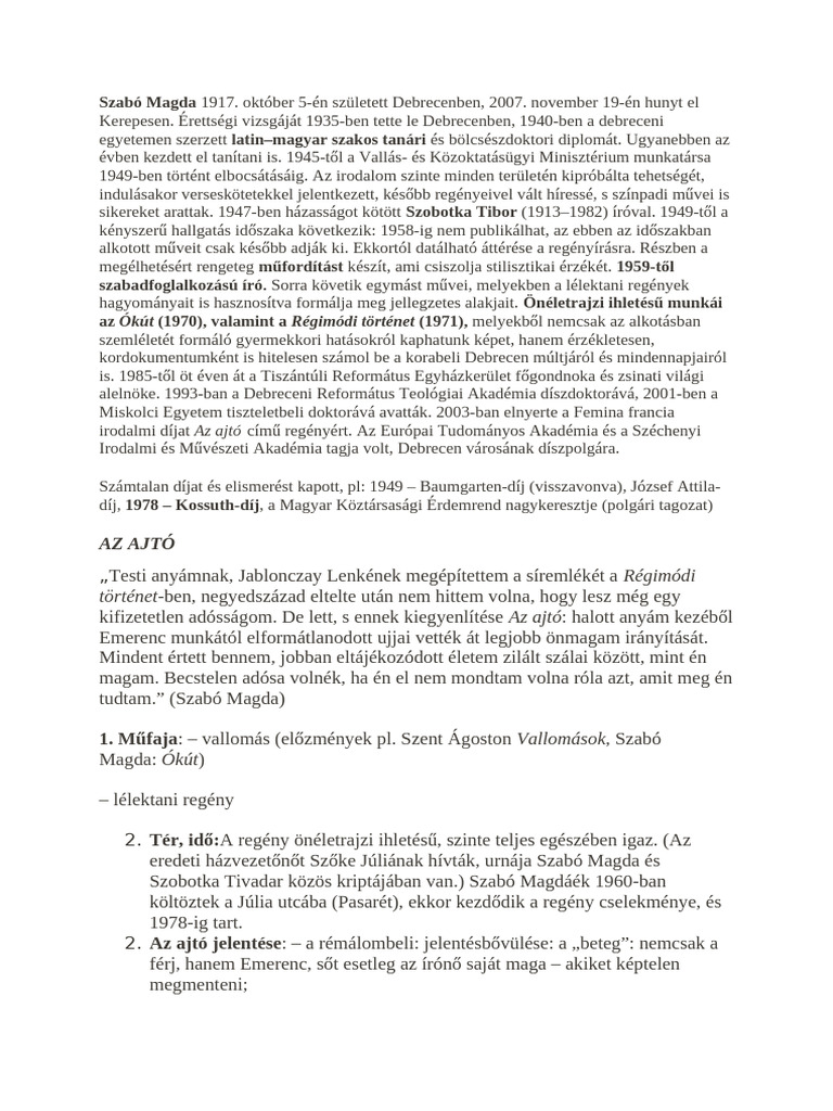 Szabó Magda | PDF
