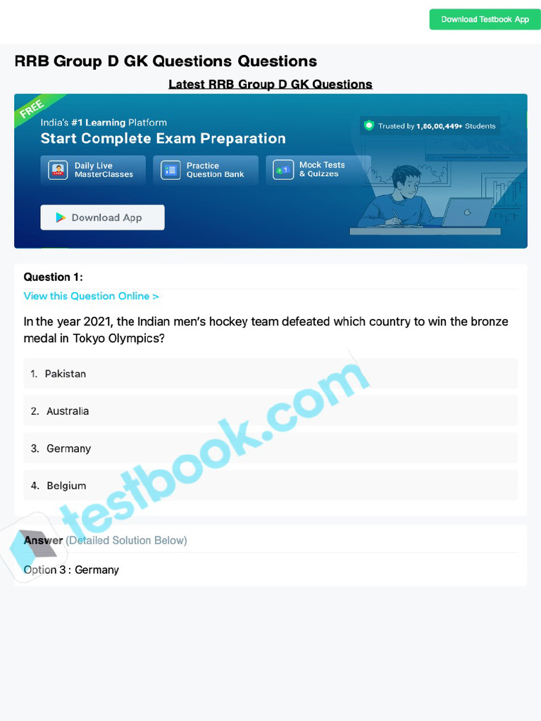 RRB Group D GK Questions | PDF