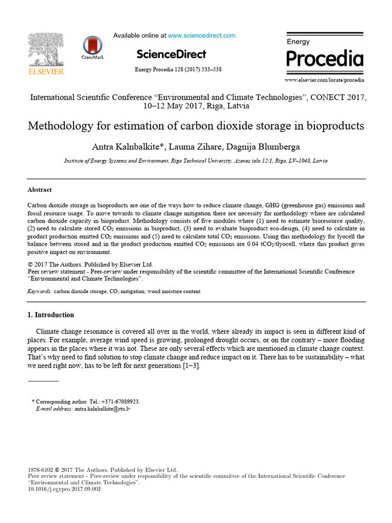 Methodology For Estimation of Carbon Dioxide Stora | PDF | Carbon ...