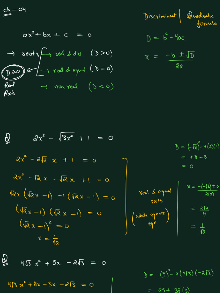 Basics CH 04 Quad Eqns | PDF