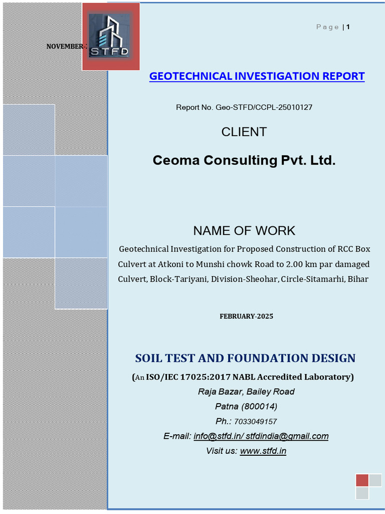 Geotechnical Report for Atkoni-Munshi Culvert | PDF | Deep Foundation ...