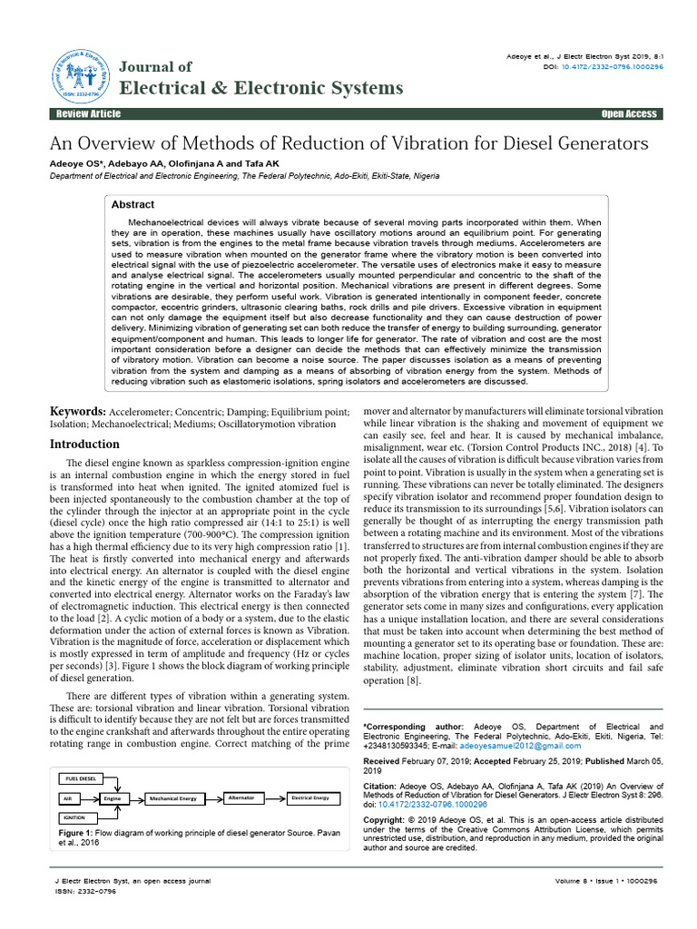 Vibration Reduction Methods for Diesel Generators | PDF | Accelerometer ...