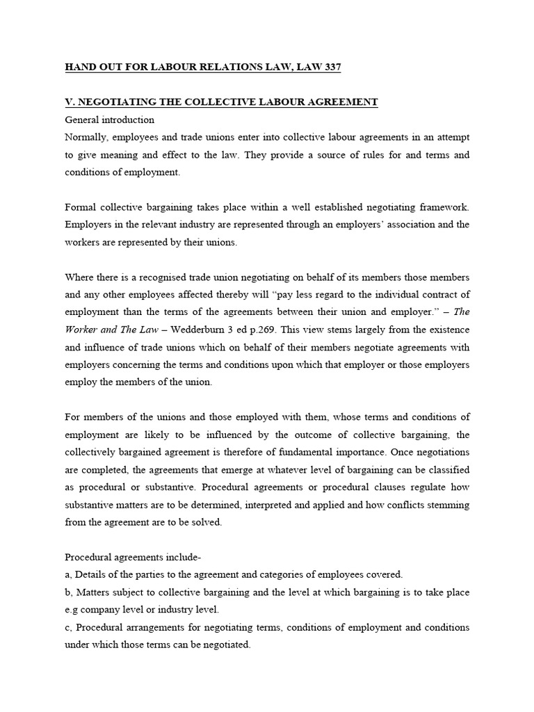 Hand Out For Labour Relations Law | PDF | Collective Bargaining ...
