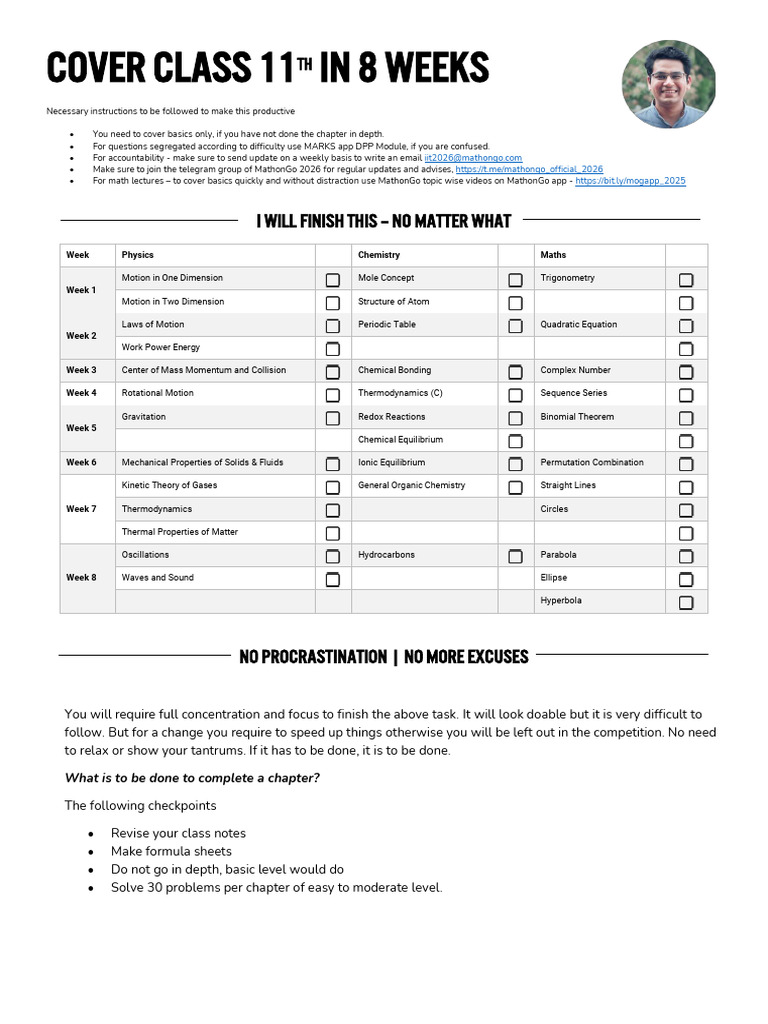 Cover Class 11 in 8 Weeks Guide | PDF | Chemistry | Newton's Laws Of Motion