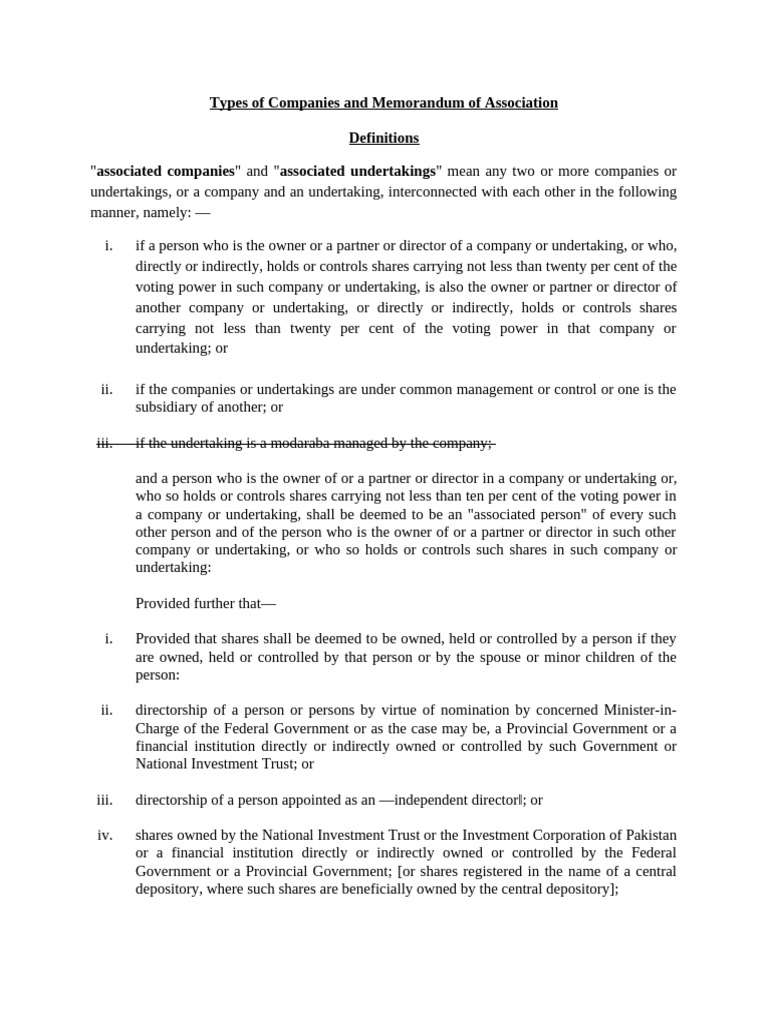 Types of Companies and Memorandum Types | PDF | Companies | Subsidiary