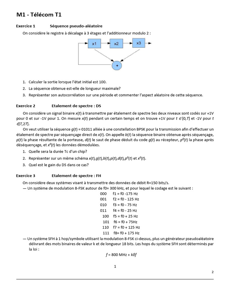TD M1 Telecom | PDF | Débit binaire | Ingénierie des télécommunications