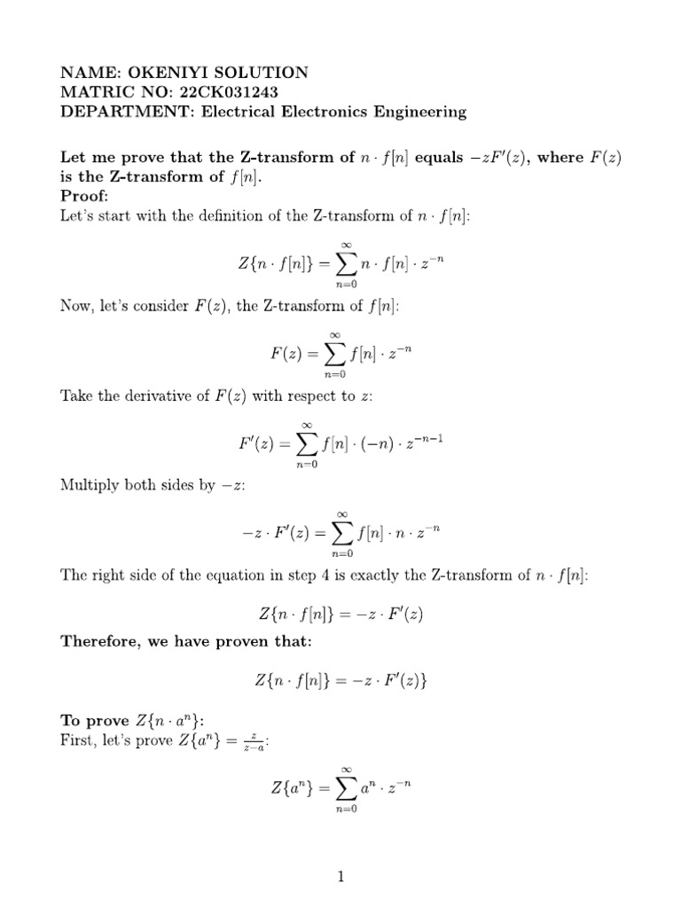 Z Transform Assignment | PDF
