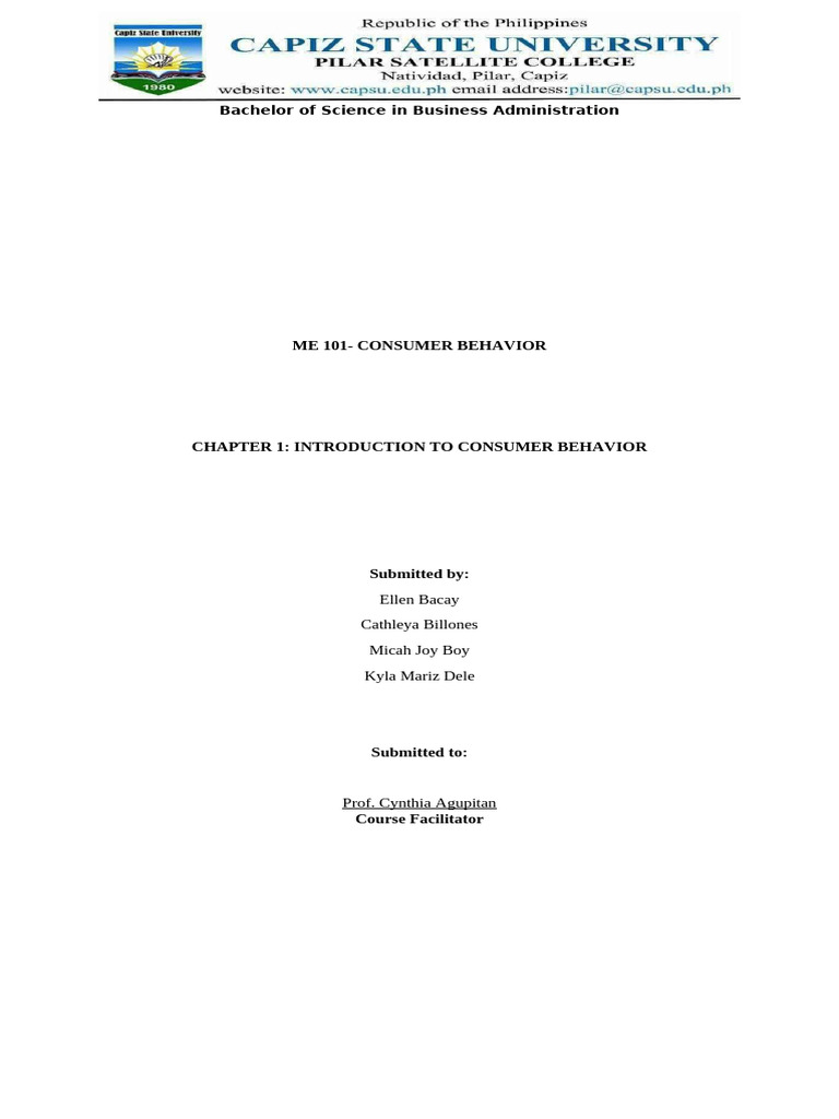 Consumer Behavior Group1 | PDF | Marketing | Consumer Behaviour