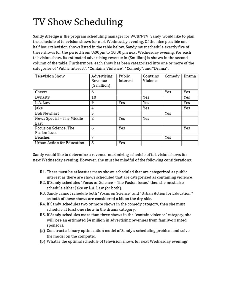 Case - Scheduling | PDF