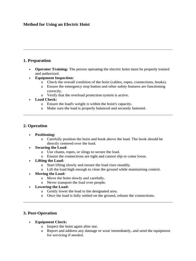 Method For Using An Electric Hoist (AutoRecovered) | PDF | Elevator