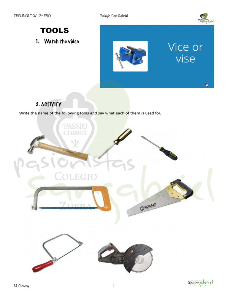 Essential Tools for Technology Class | PDF