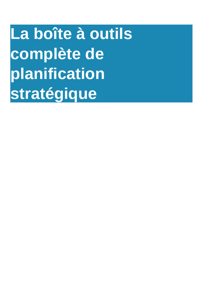 Boîte à outils de planification stratégique | PDF | Planification ...