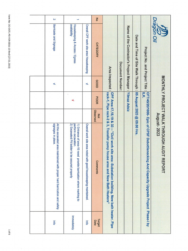 Monthly Project Walkthrough Audit Report - 07082023140235 | PDF