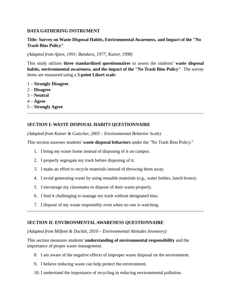 Survey on Waste Disposal and Awareness | PDF | Waste | Waste Management