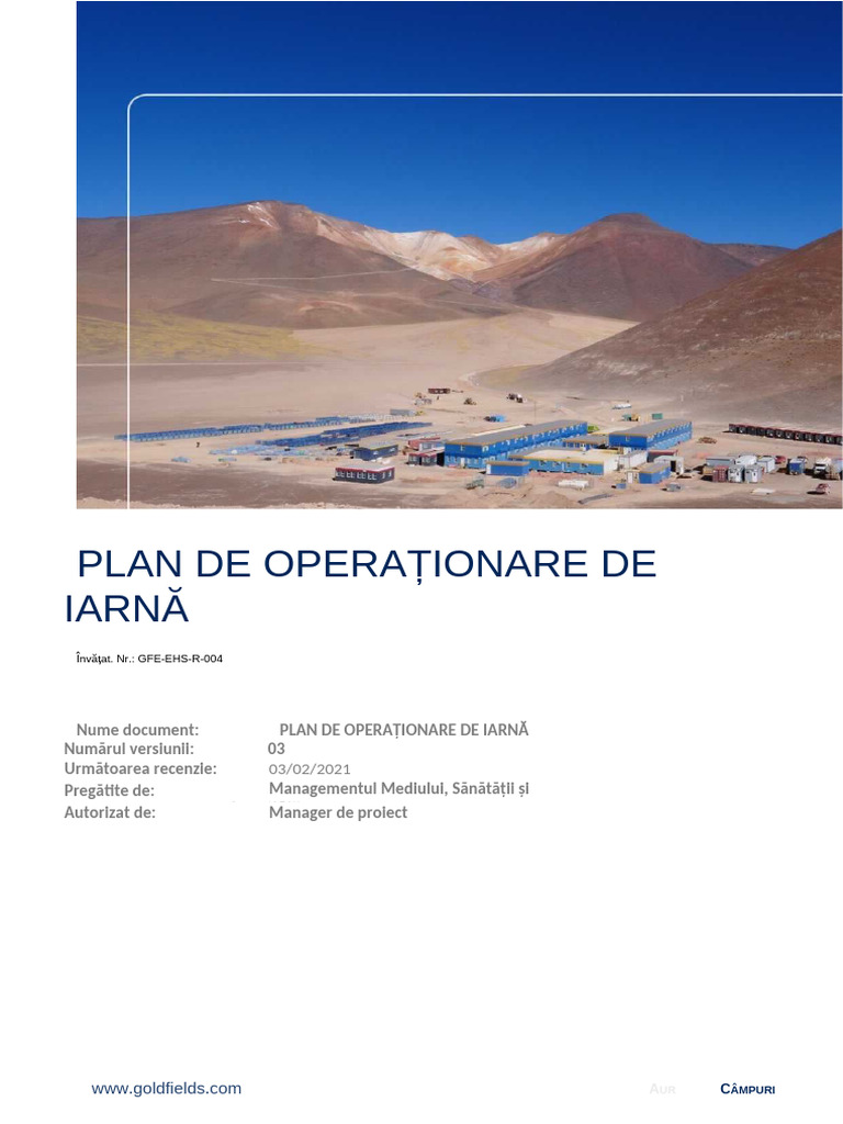 GFE-EHS-R-004_PLAN OPERATIV IARNĂ | PDF