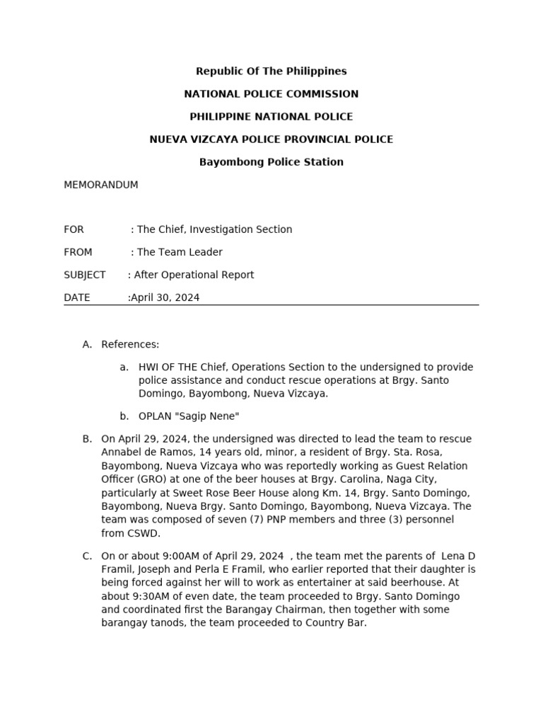 AFTER-OPERATIONS-REPORT | PDF | Crime & Violence | Law Enforcement