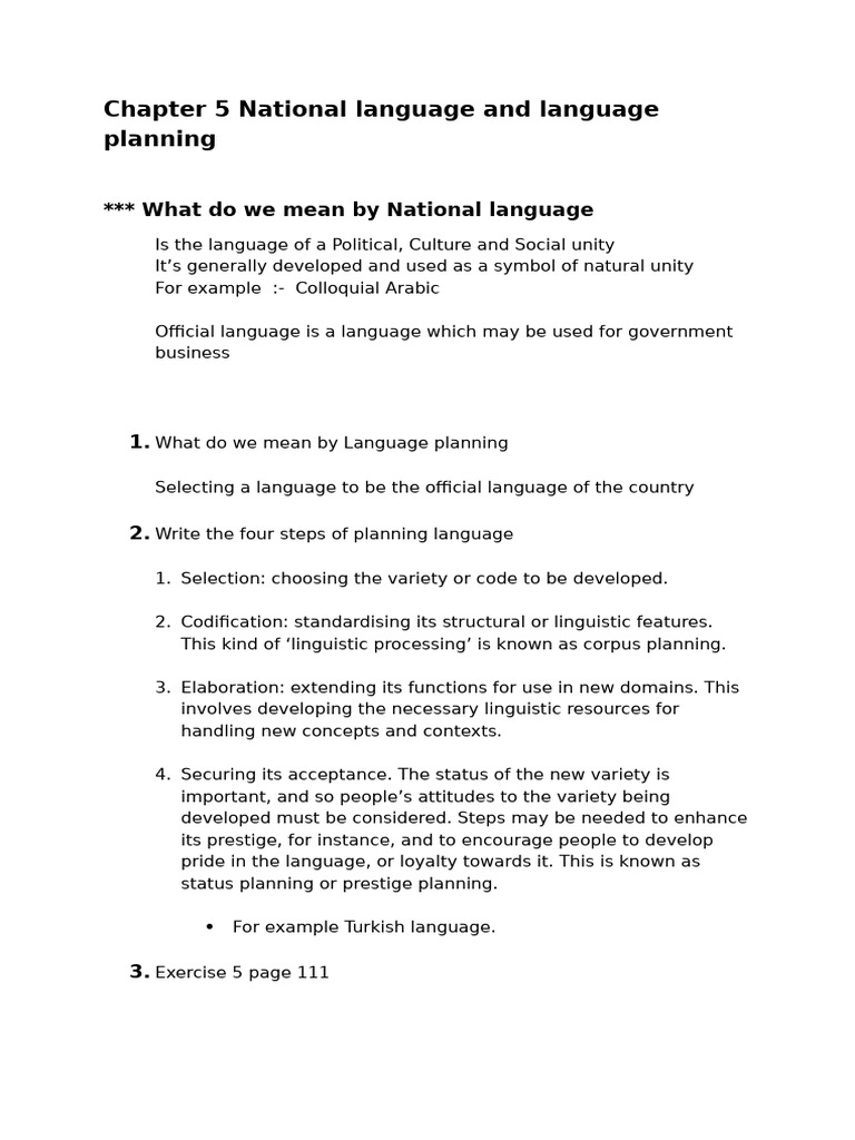 National Language and Language Planning | PDF