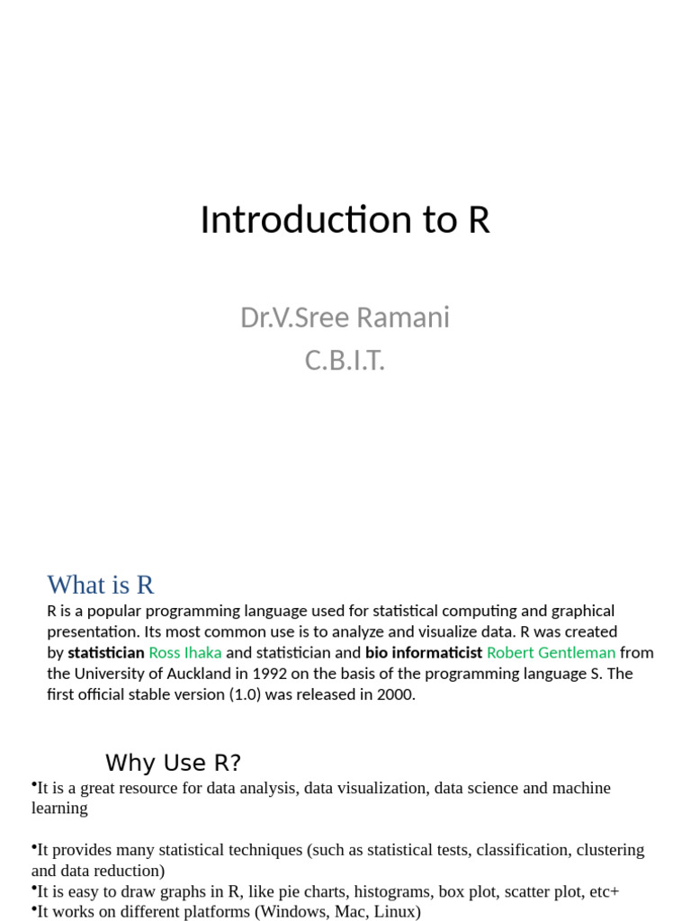 Basics Of R Pdf Statistics Matrix Mathematics