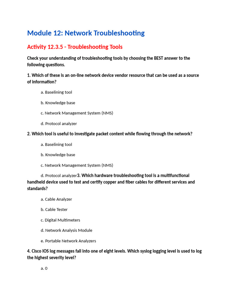 Network Troubleshooting Tools Quiz | PDF