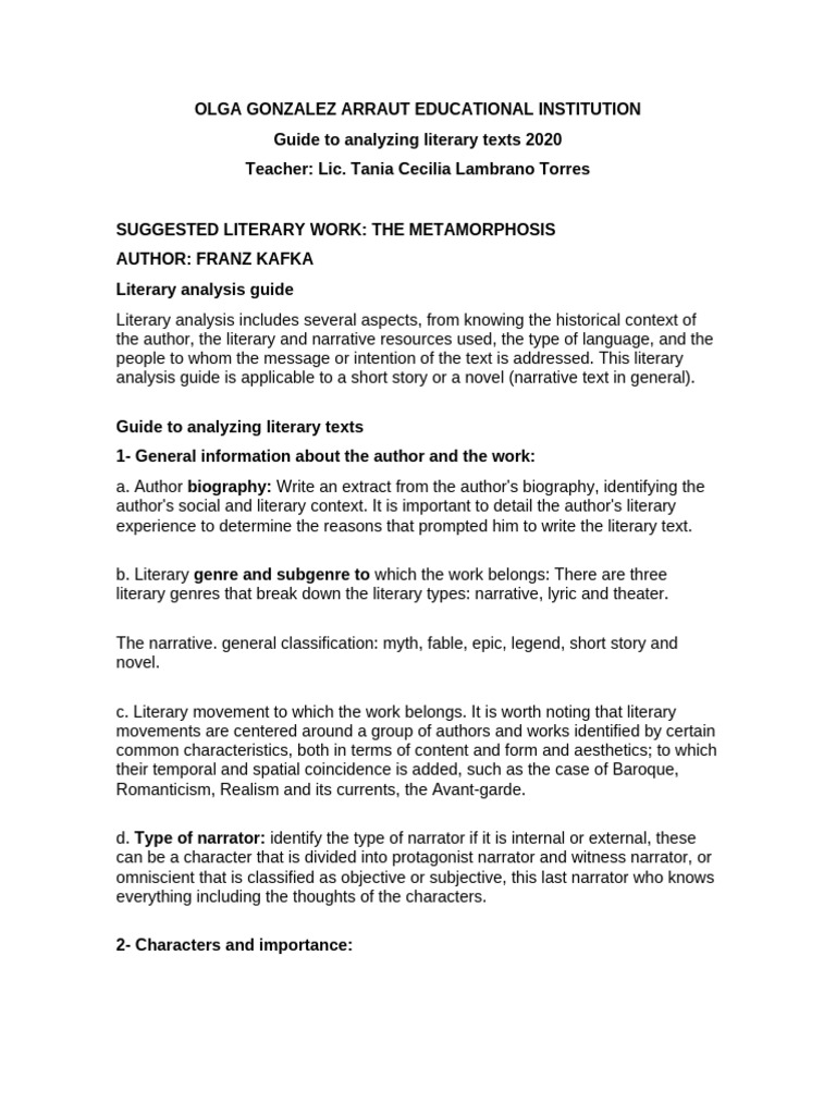 Literary analysis guide pdf narrative narration