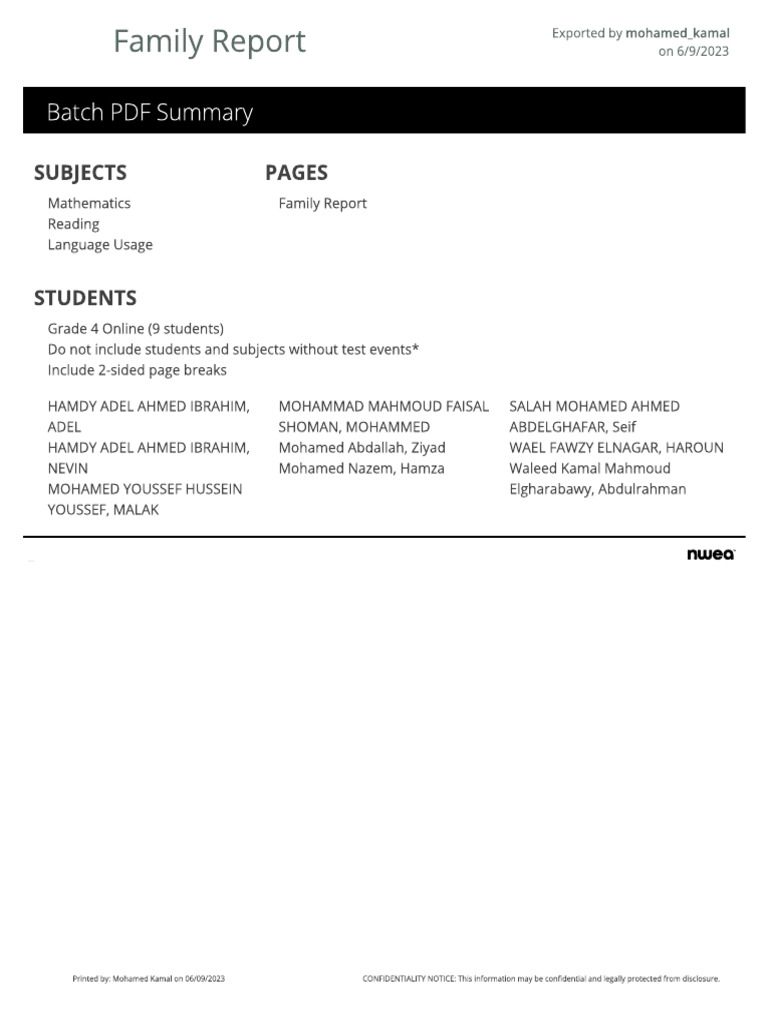Grade 4 Online 9students FamilyReport 20230609 | PDF