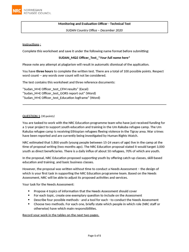 M e officer technical test sudan dec20 v1 pdf verification and