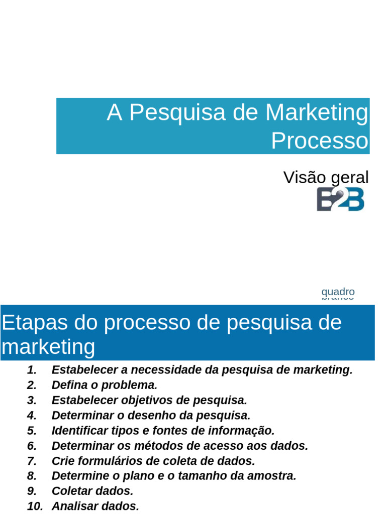 Etapas do Processo de Pesquisa de Marketing | PDF | Pesquisa de ...