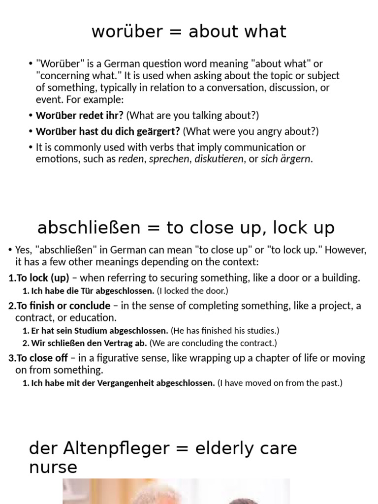 German Vocabulary: Key Terms Explained | PDF | Educational Stages