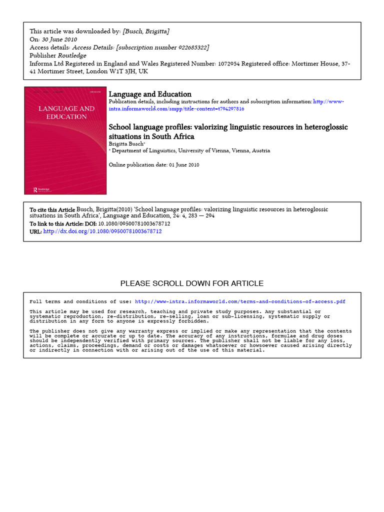 School Language Profiles | PDF | English Language | Multilingualism