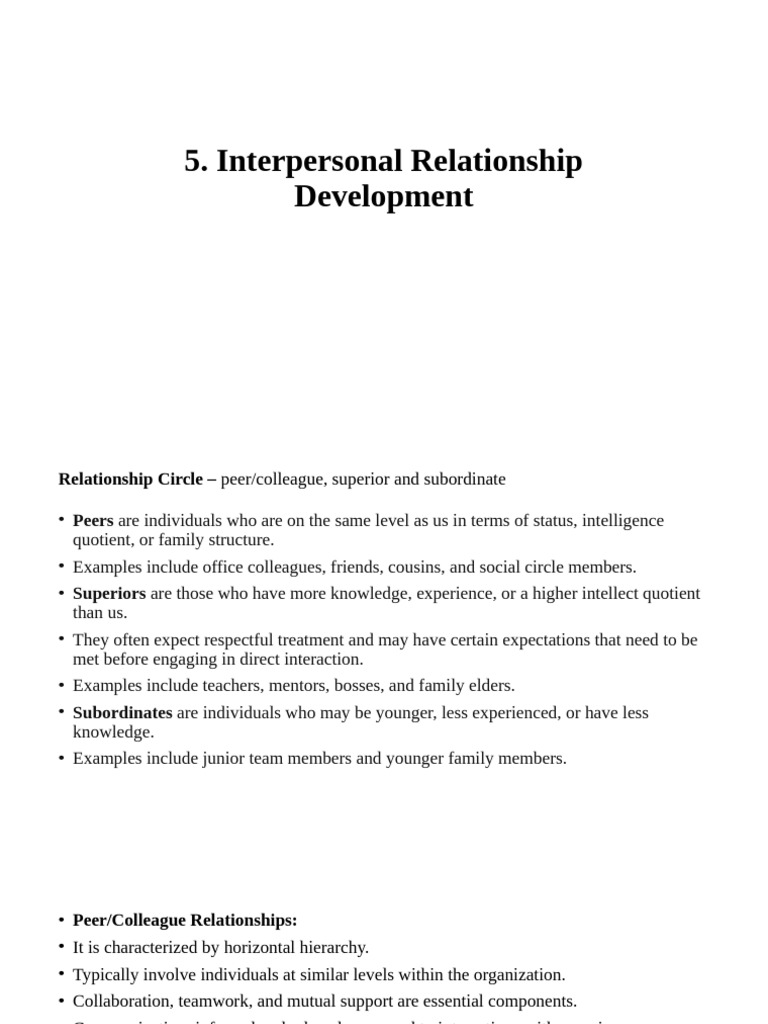 Interpersonal Relationship Development | PDF | Hierarchy | Mentorship