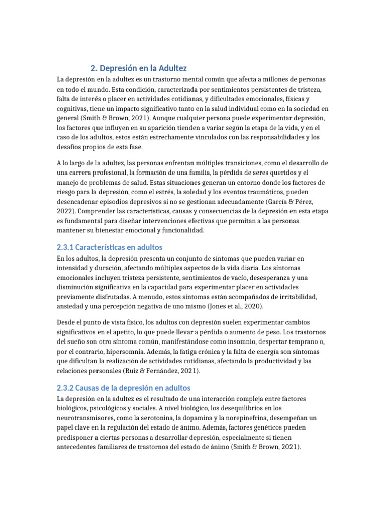 Depresión en Adultos: Causas y Tratamiento | PDF | Trastorno depresivo ...
