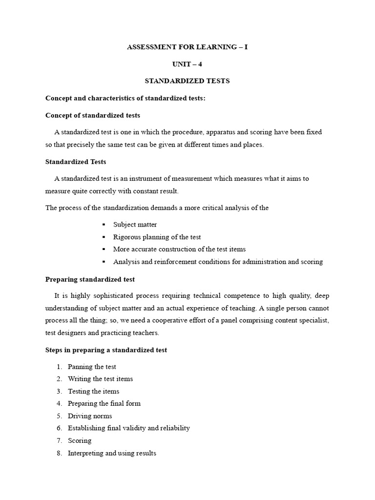 AL - Unit - 4 | PDF | Standardized Tests | Educational Assessment