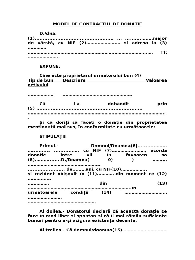 Contract de Donație de Bani | PDF