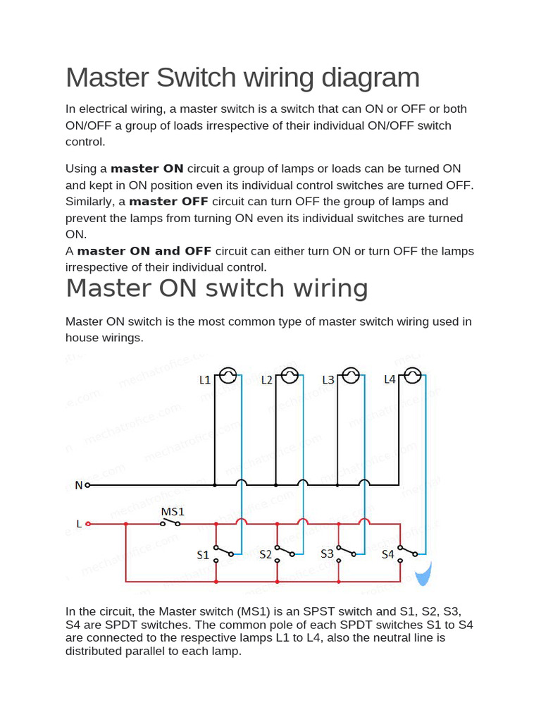 Master Switch Wiring Diagram | PDF | Switch | Electrical Equipment