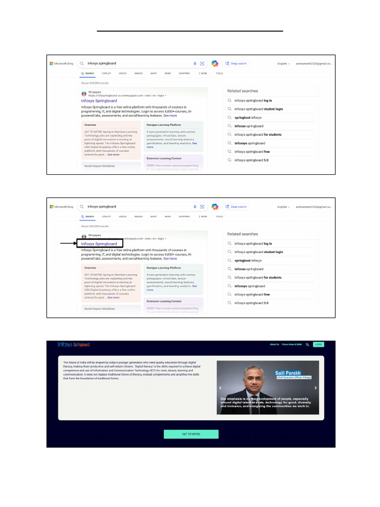 Steps for Registration in Infosys Springboard | PDF image.