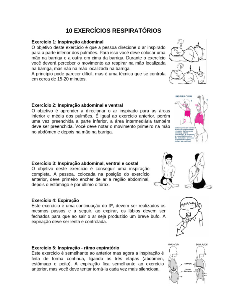 10 Exercícios para Fortalecer o Pulmão | PDF | Respiração | Pulmão