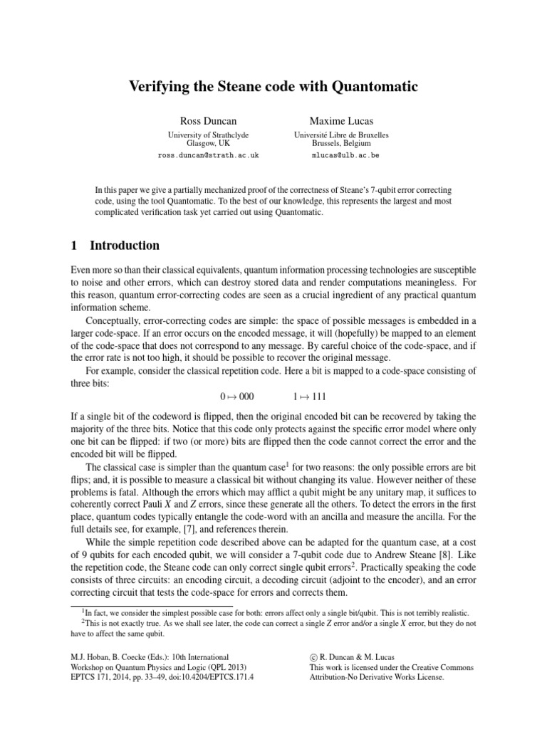 Verifying Steane Code with Quantomatic | PDF | Vertex (Graph Theory ...