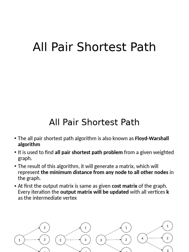 ADA UNIT 4 3 All Pair Shortest Path | PDF | Mathematical Relations ...