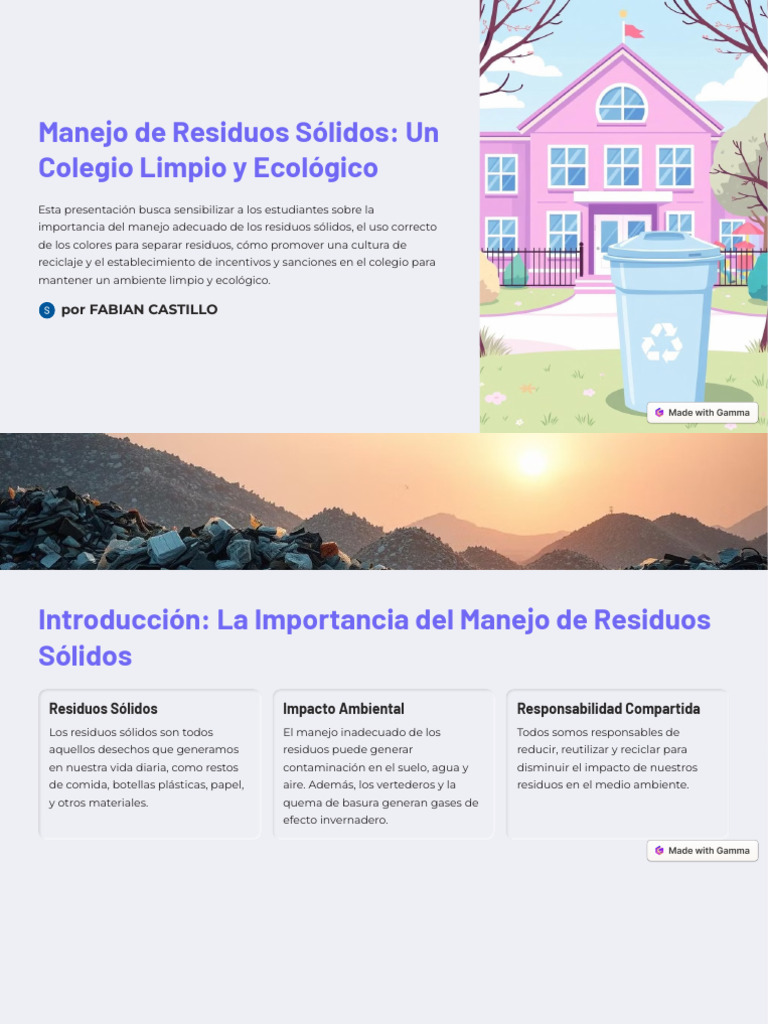 Manejo de Residuos Solidos Un Colegio Limpio y Ecologico | PDF ...