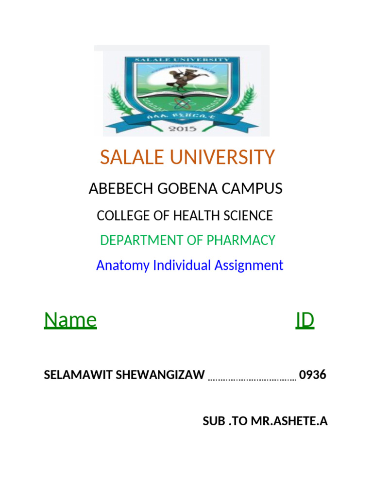 Anatomy Individual Assignment | PDF | Embryo | Zoology