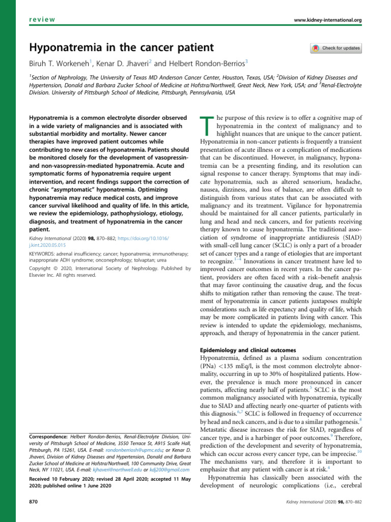 Hyponatremia in Cancer Patients 2 | PDF | Medicine | Clinical Medicine